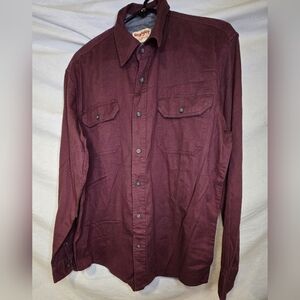 Wrangler Authentics Men's Long Sleeve Button Up Maroon Western Medium Cotton